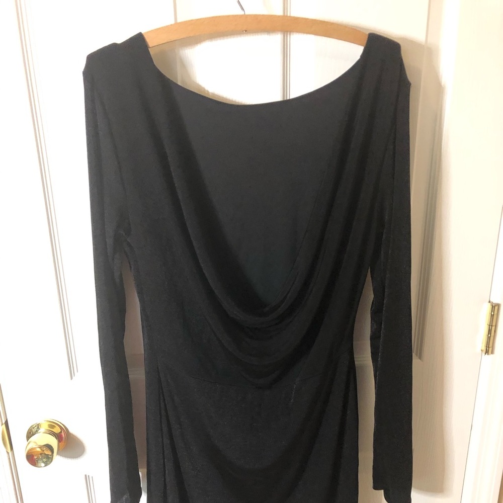 Black long sleeved low back dress